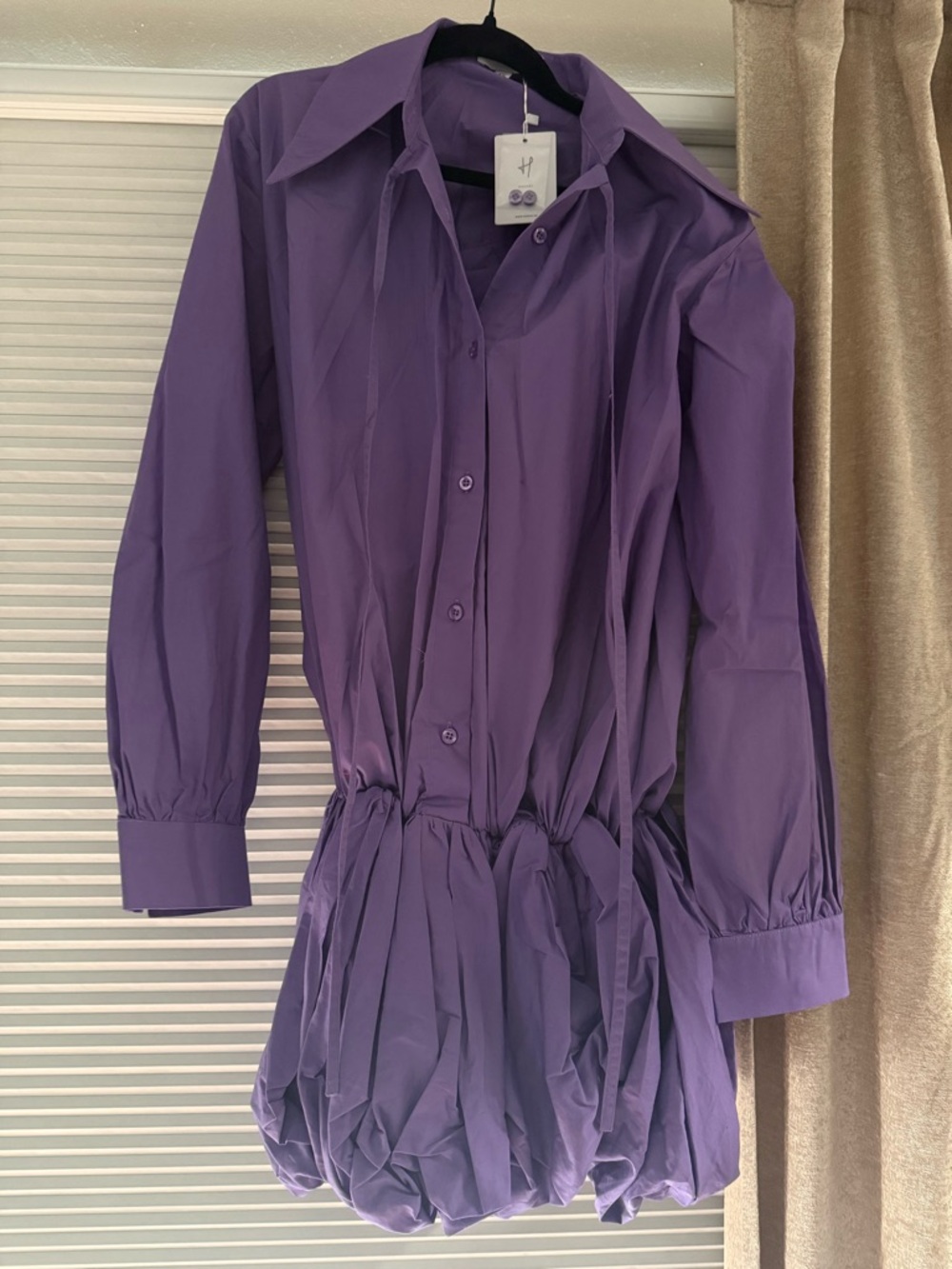Hanifa Purple Bubble Shirt Mini Dress - Picture 3 of 4